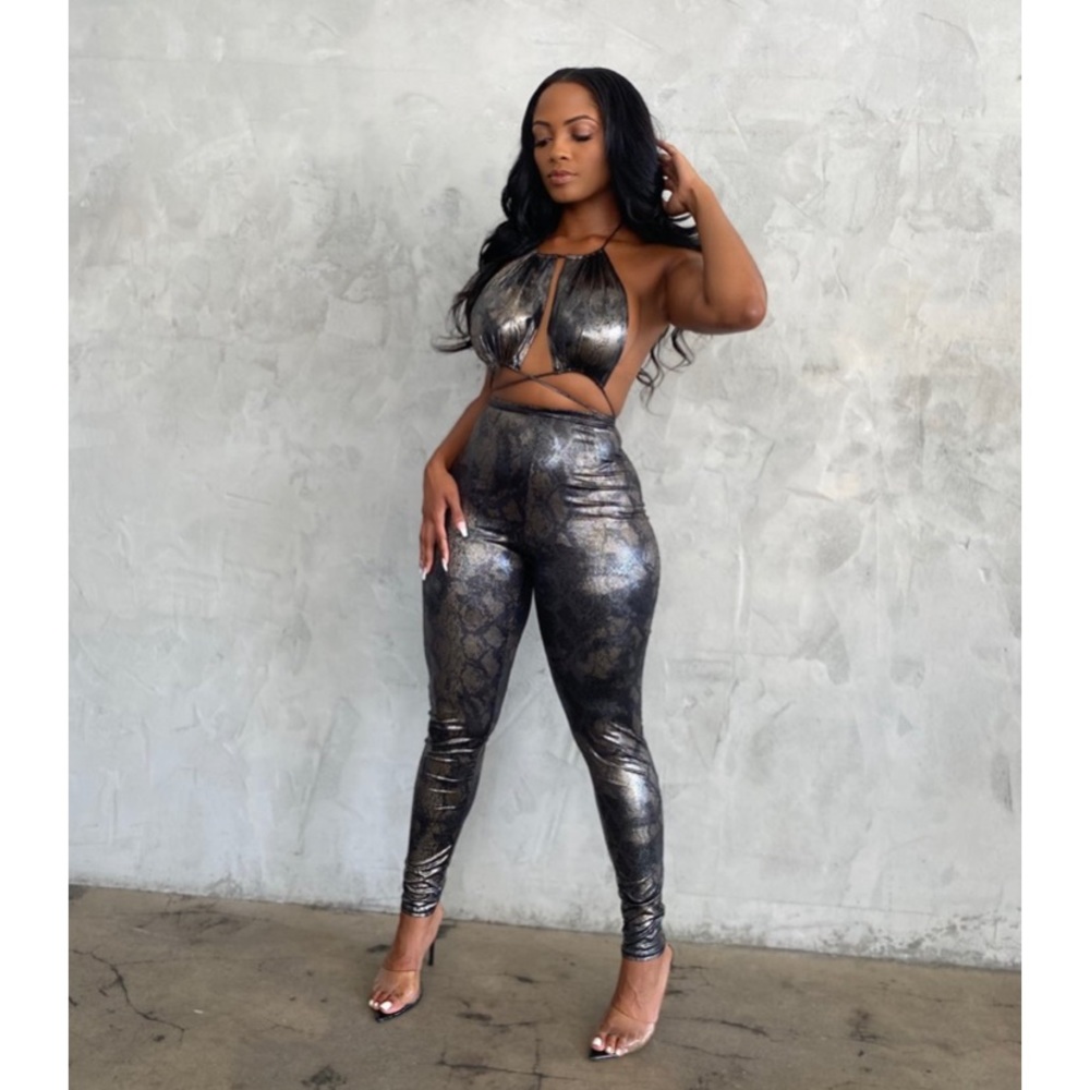 Silver snakeskin jumpsuit